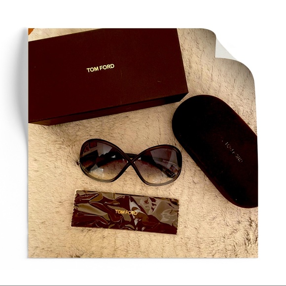 Sold Tom Ford Ivanna 372 53W Havana / Blue Sunglasses - Picture 5 of 8